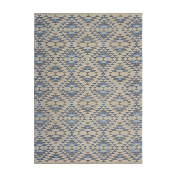 Homeroots 5 x 7 ft. Blue Decorative Lattice Area Rug 395475 - main